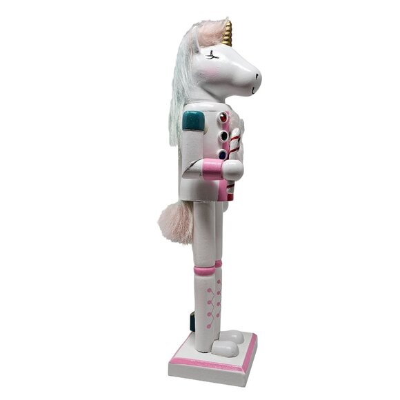 Unicorn Pastel and Candy Cane 14" Christmas Nutcracker - Picture 4 of 5